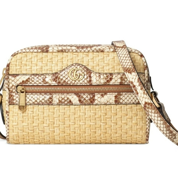 Gucci Ophidia Python and Straw Crossbody - Picture 1 of 8
